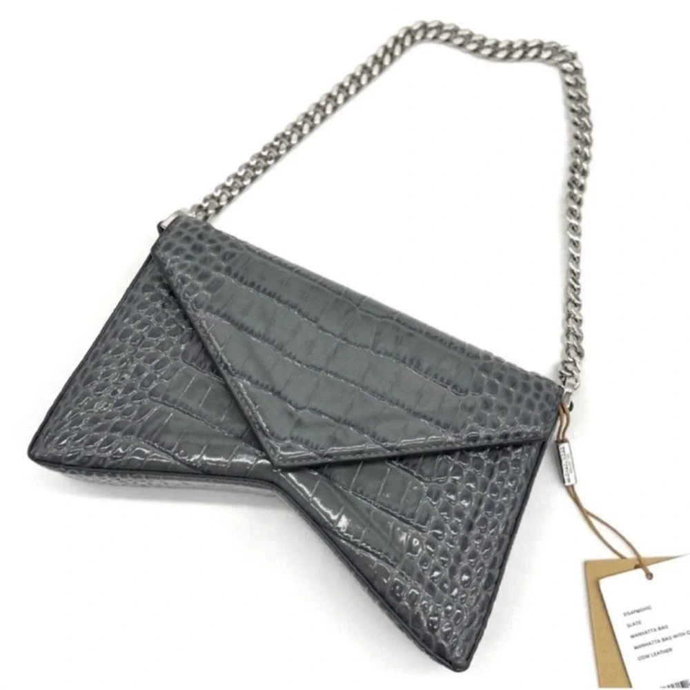 Michael Kors Collection Manhattan Medium Crocodile Embossed Patent Leather Bag